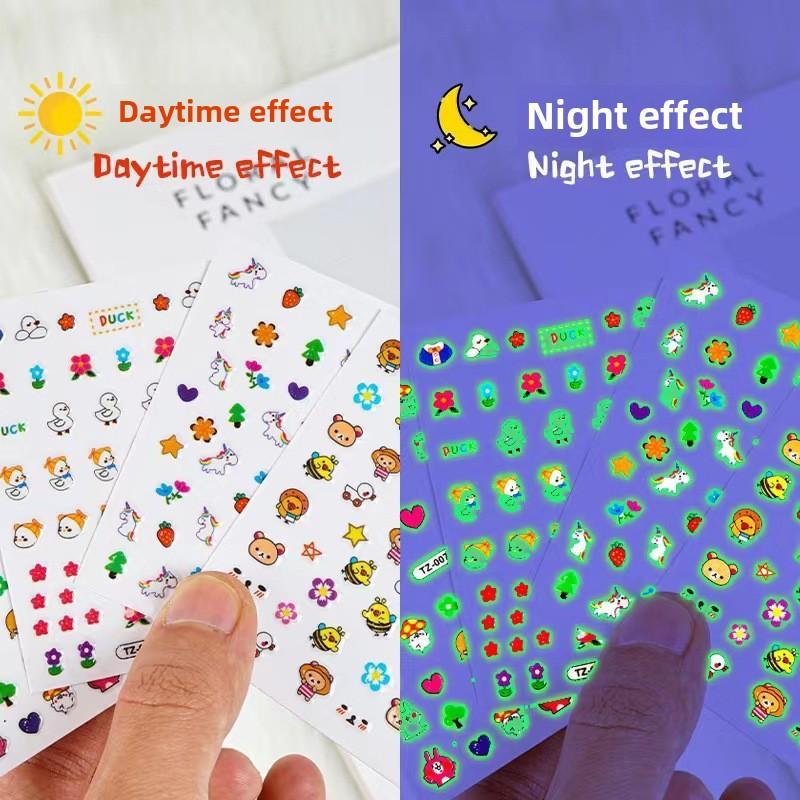 Children's cartoon luminous nail stickers, stickers that glow at night