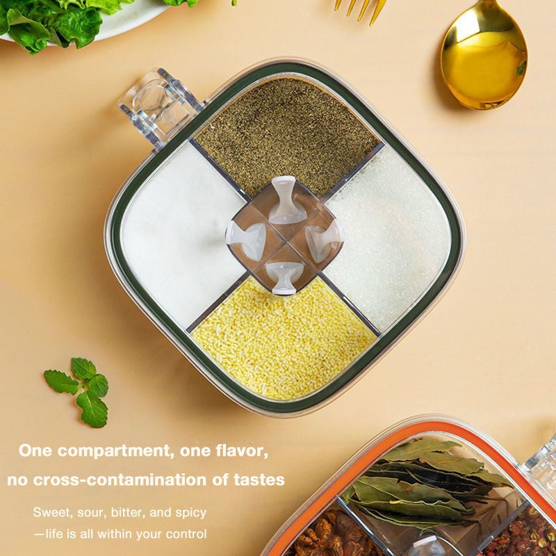 All-in-One Multi-Compartment Kitchen Spice Box, Transparent Multifunctional Seasoning Jar | Elitebaz