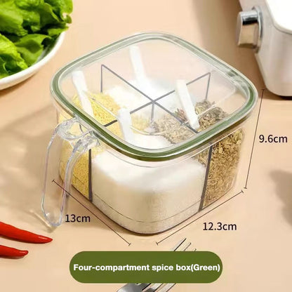 All-in-One Multi-Compartment Kitchen Spice Box, Transparent Multifunctional Seasoning Jar | Elitebaz