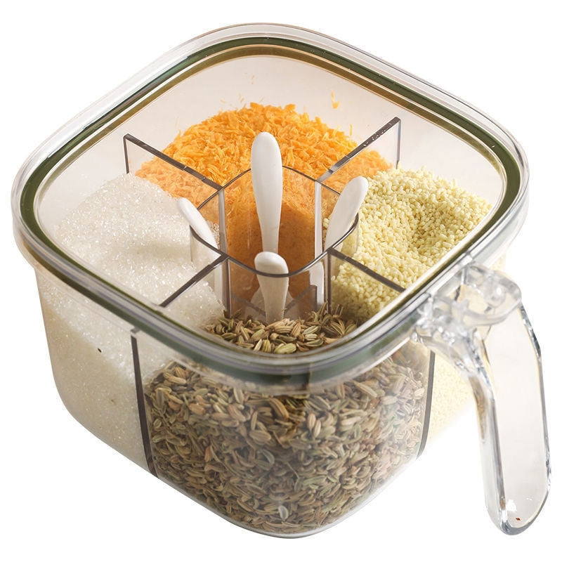 All-in-One Multi-Compartment Kitchen Spice Box, Transparent Multifunctional Seasoning Jar | Elitebaz