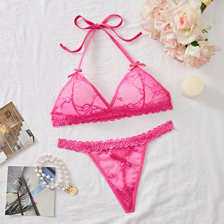 Backless Lace Lingerie Set Sheer Perspective Intimate Nightwear