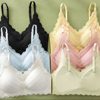 Lace Backless Tank Top Women Wire Free Thin Cup Bra