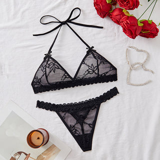 Backless Lace Lingerie Set Sheer Perspective Intimate Nightwear