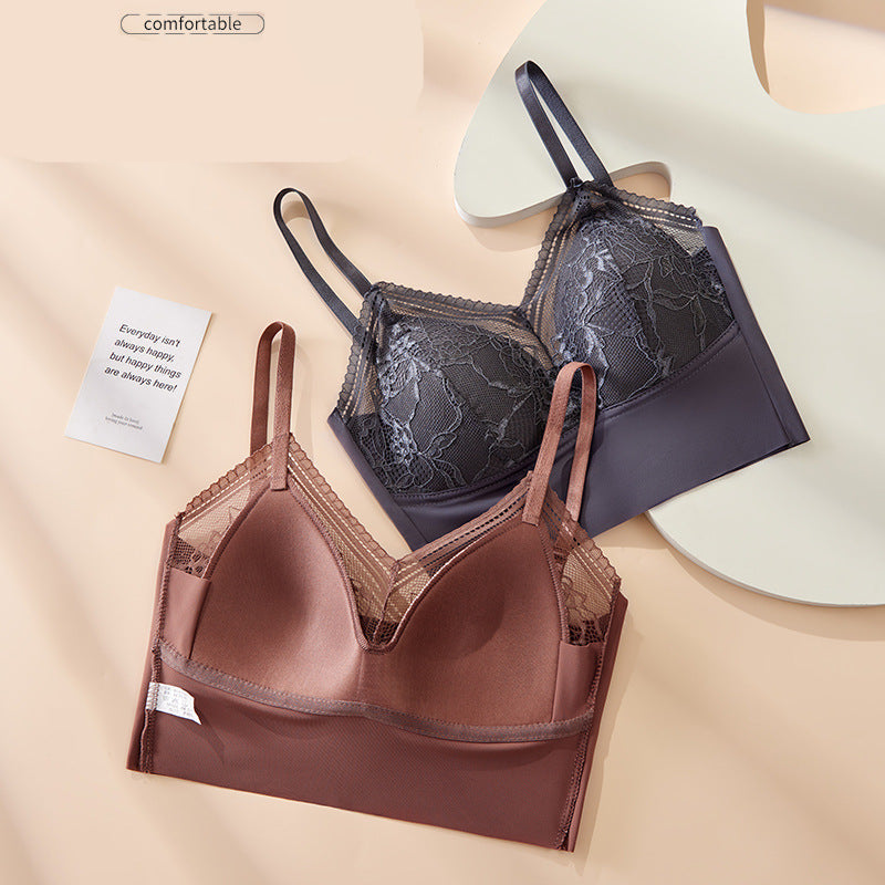 Ice Silk Lace Seamless Back Top Breathable Bra