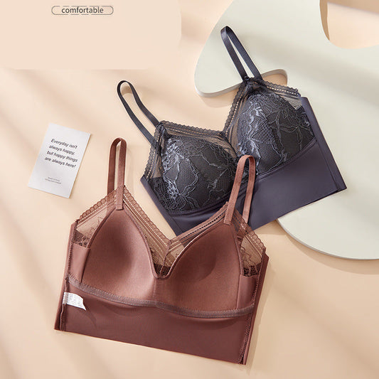 Ice Silk Lace Seamless Back Top Breathable Bra