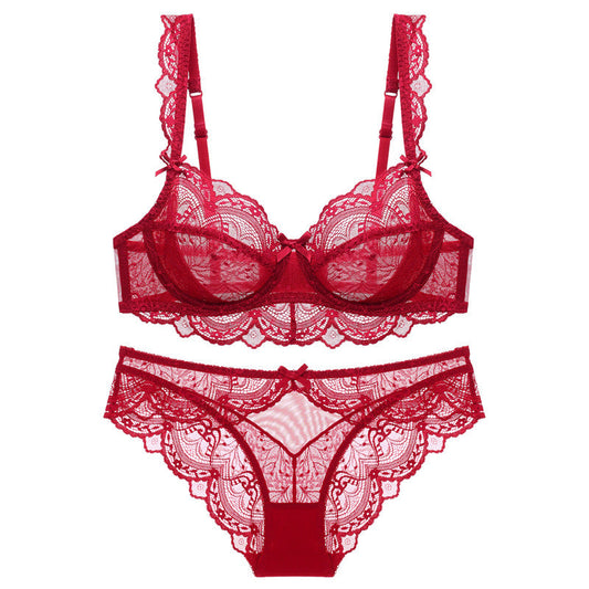 Elegant French Lace Push Up Breathable Lingerie Underwear Set