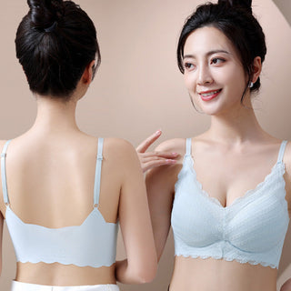 Lace Backless Tank Top Women Wire Free Thin Cup Bra