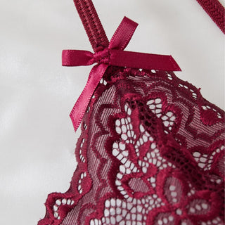 Elegant Floral Lace Deep V Bodysuit with Strappy Back Detail